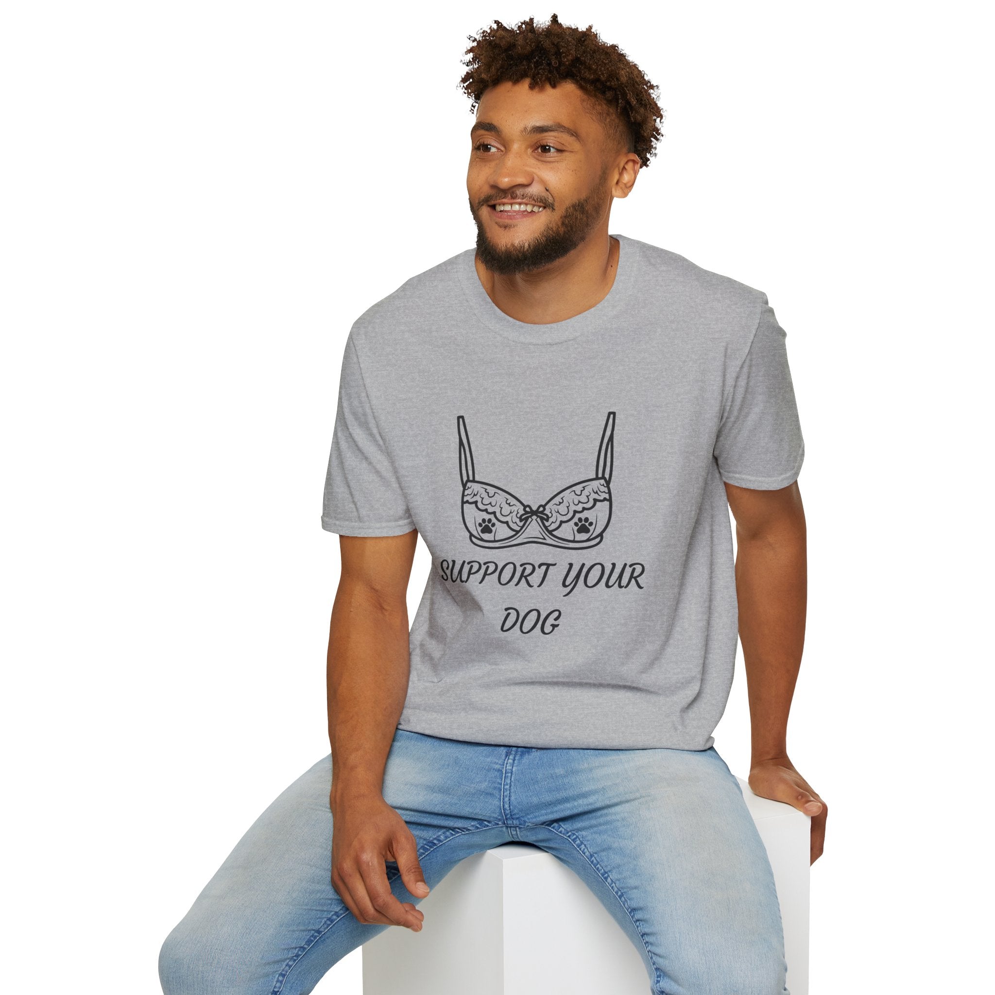 Support Your Dog T-Shirt — Funny Bra Illustration Dog Lover Tee