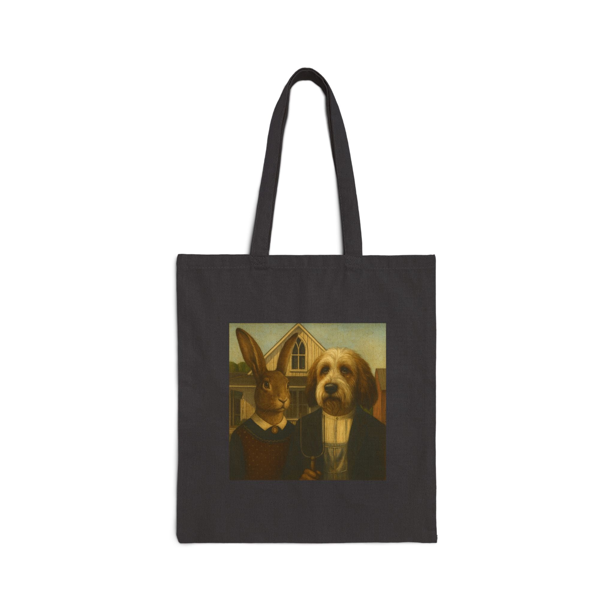 Canvas Tote Bag — Vintage Pet Portrait Rabbit & Dog Art Tote
