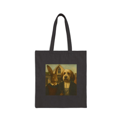 Canvas Tote Bag — Vintage Pet Portrait Rabbit & Dog Art Tote