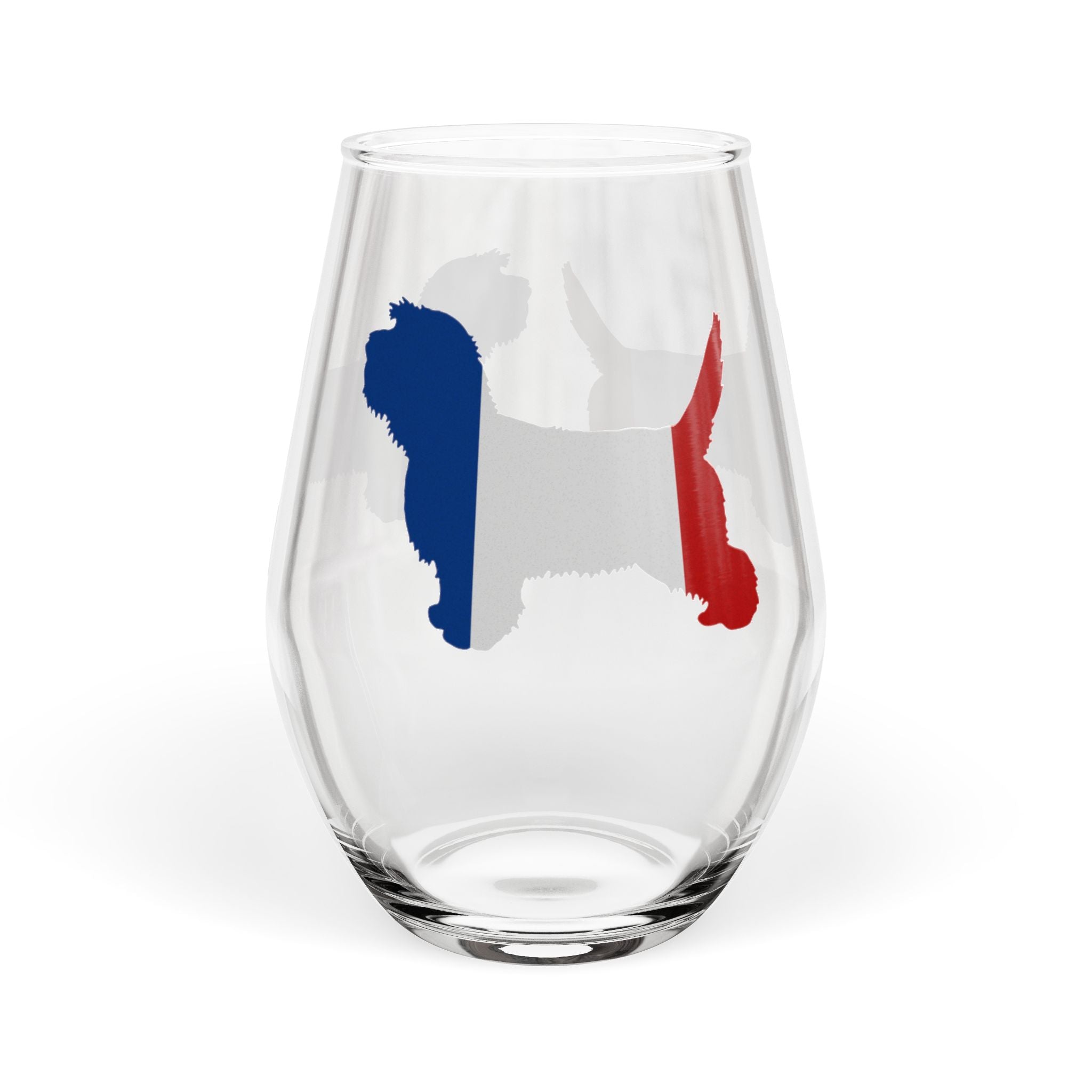 PBGV French Flag Wine Glass