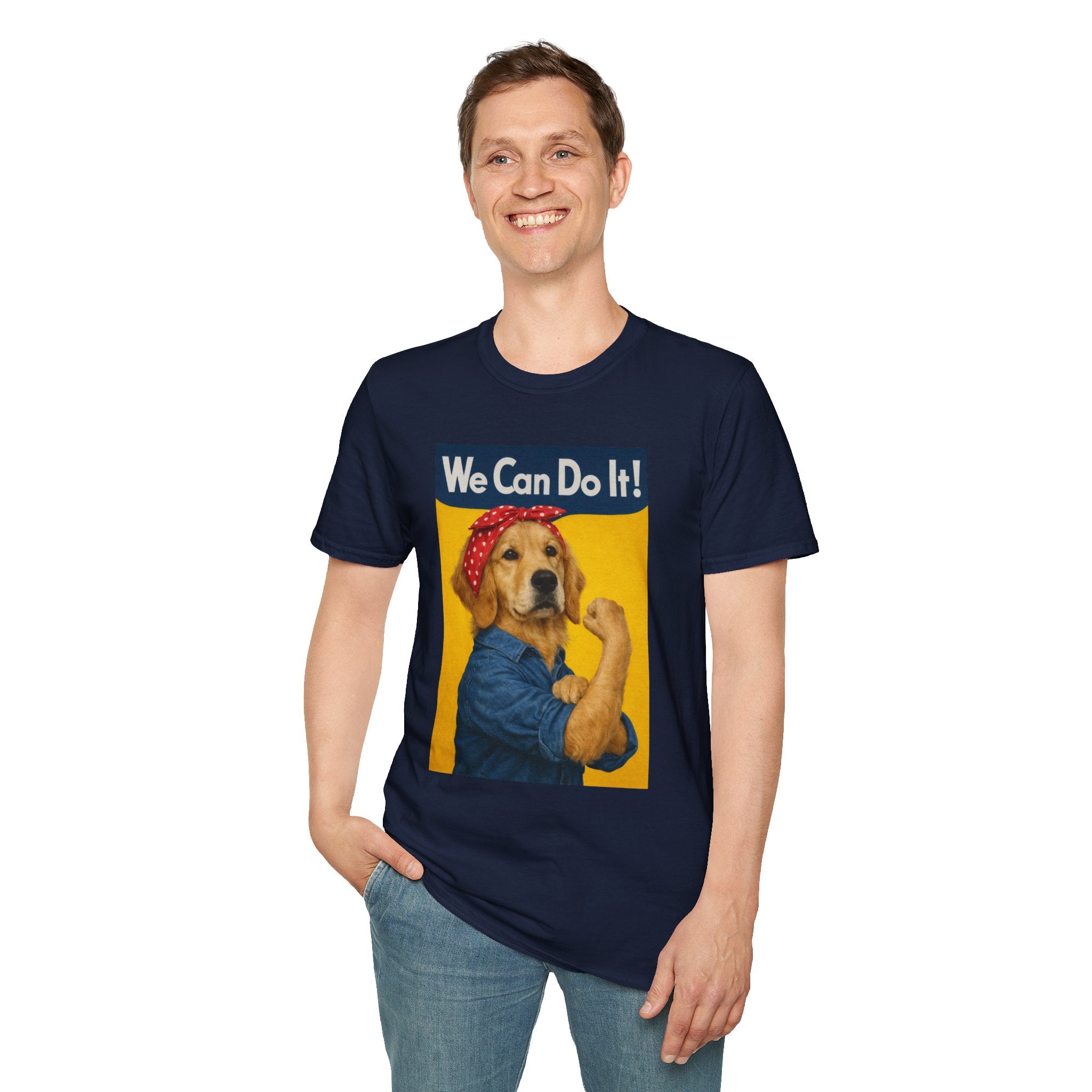 We Can Do It! Golden Retriever Rosie Poster T-Shirt