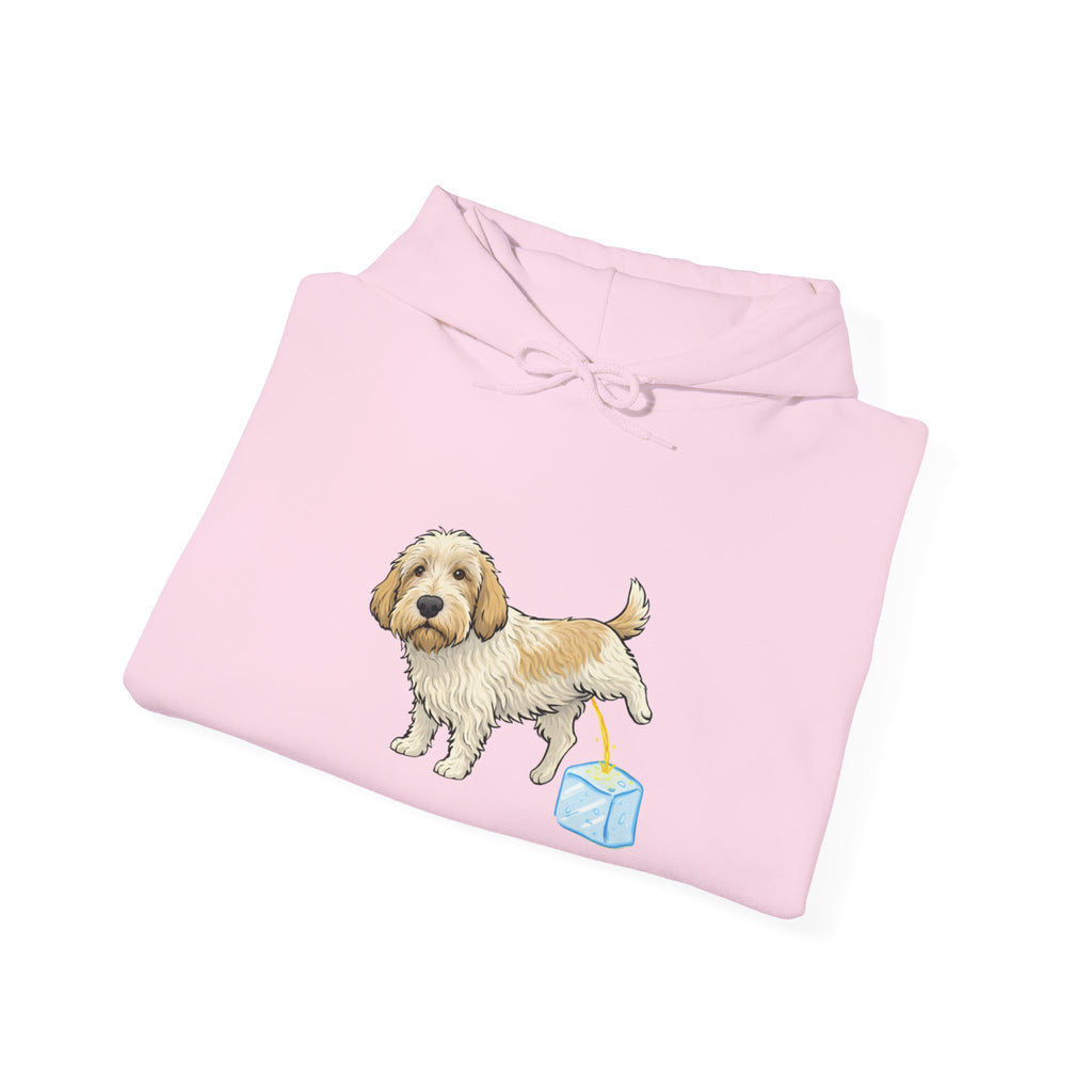 PBGV peeing on ice