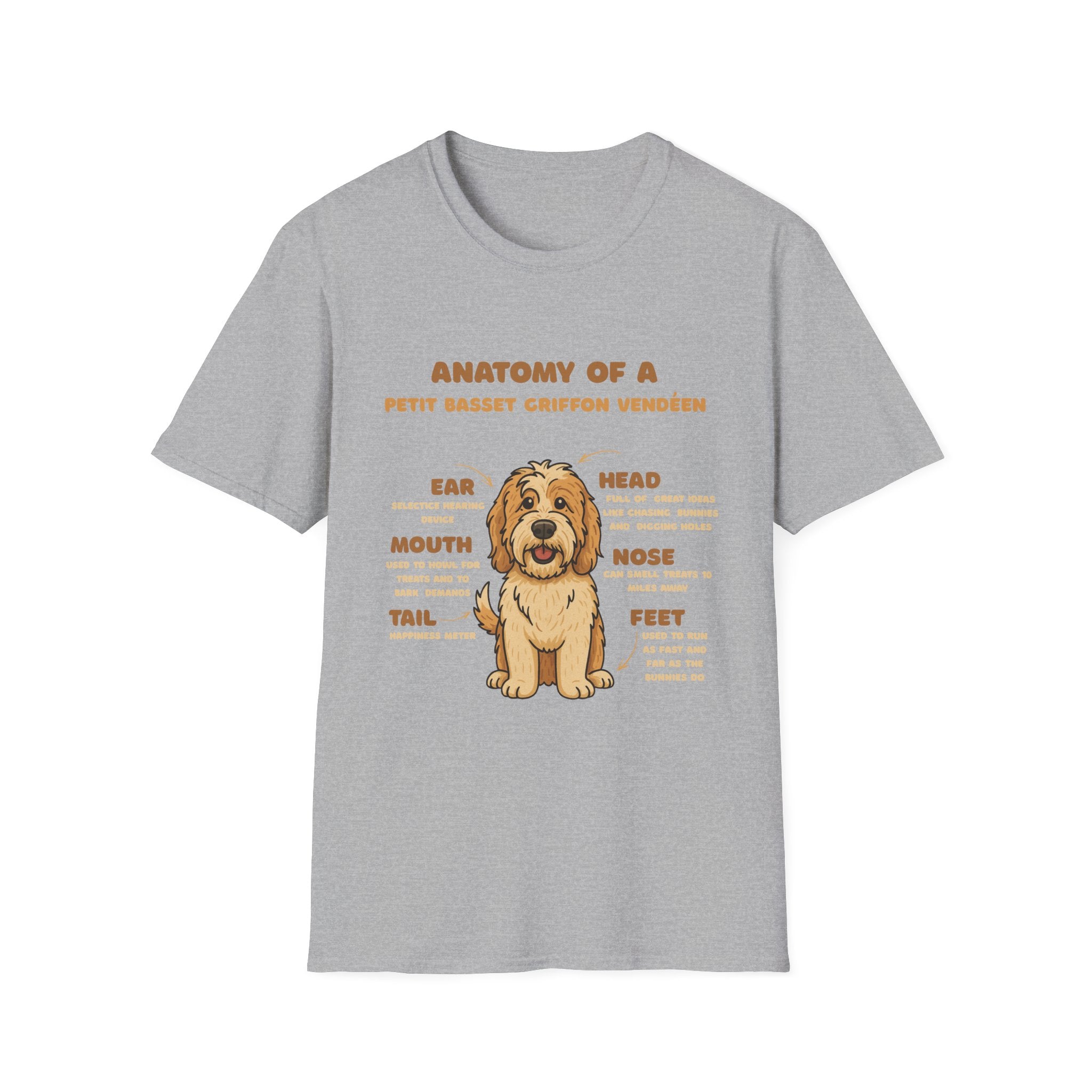 Petit Basset Griffon Vendéen Anatomy T-Shirt – Cute Dog Diagram Tee