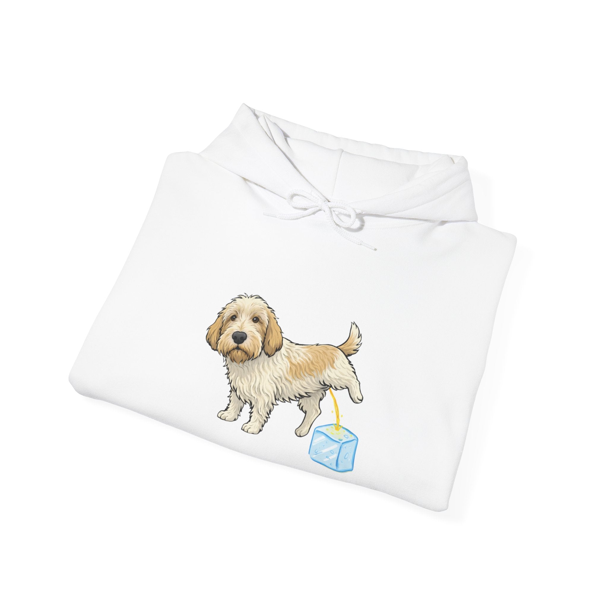 PBGV peeing on ice