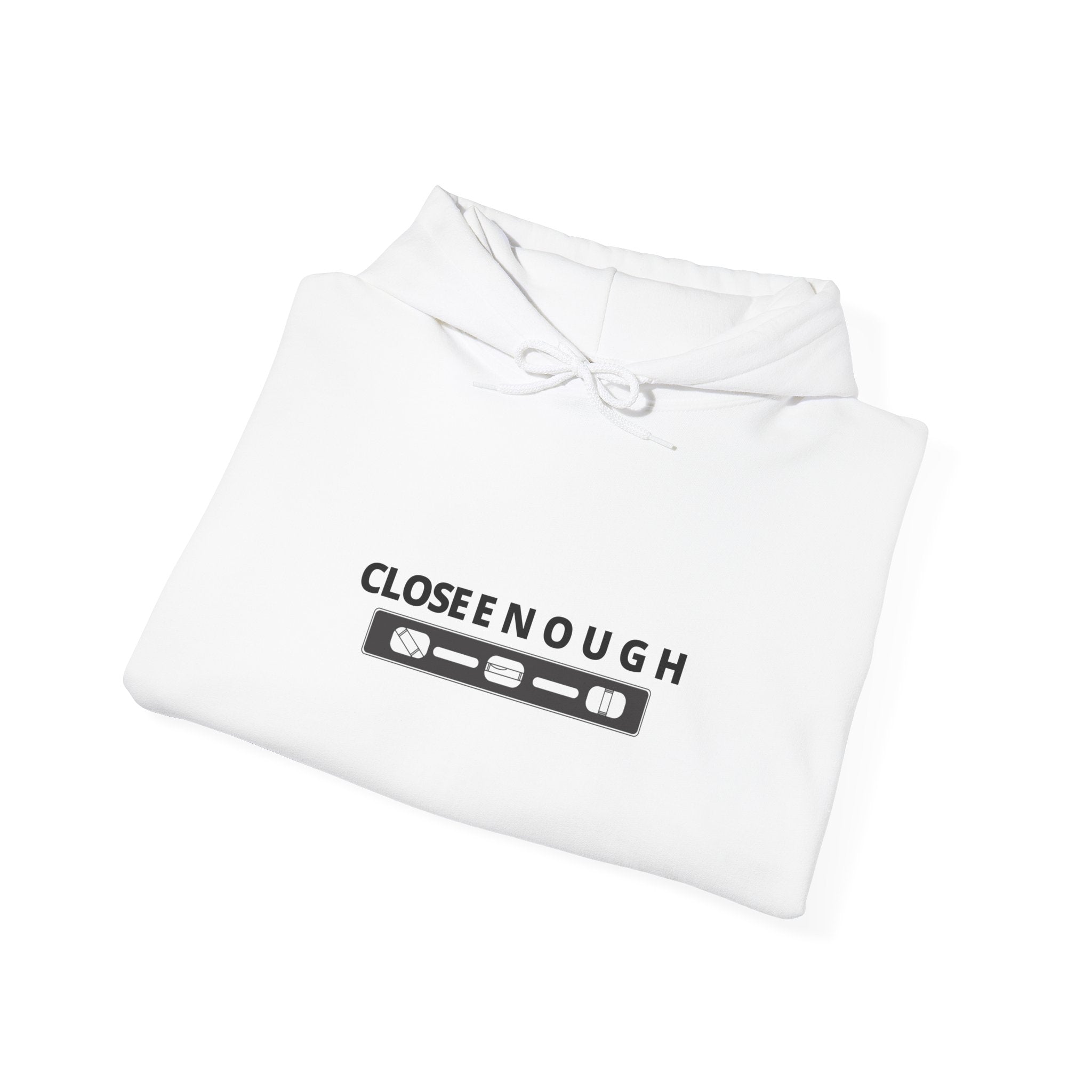 Close Enough Hoodie — Minimal Cassette Graphic Pullover