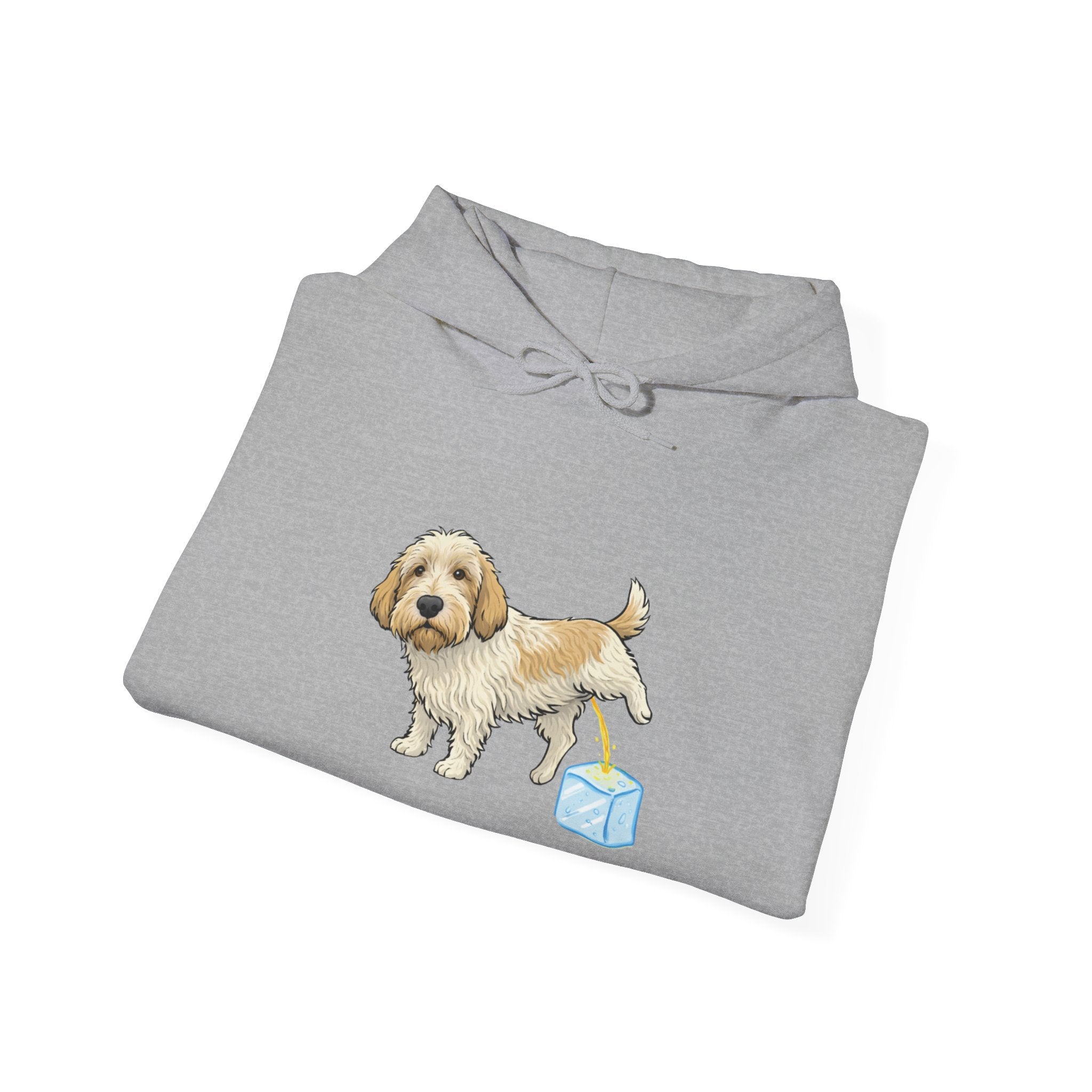 PBGV peeing on ice