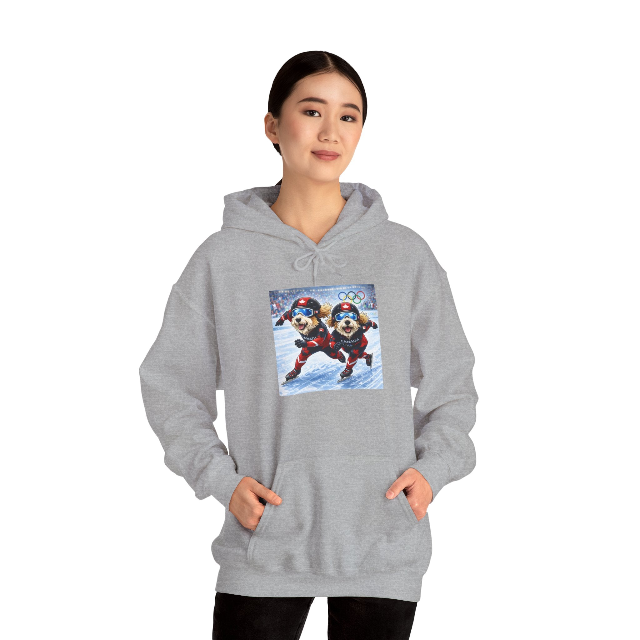 Skiing Cartoon Dogs Hoodie — Cute Winter Sports Pullover