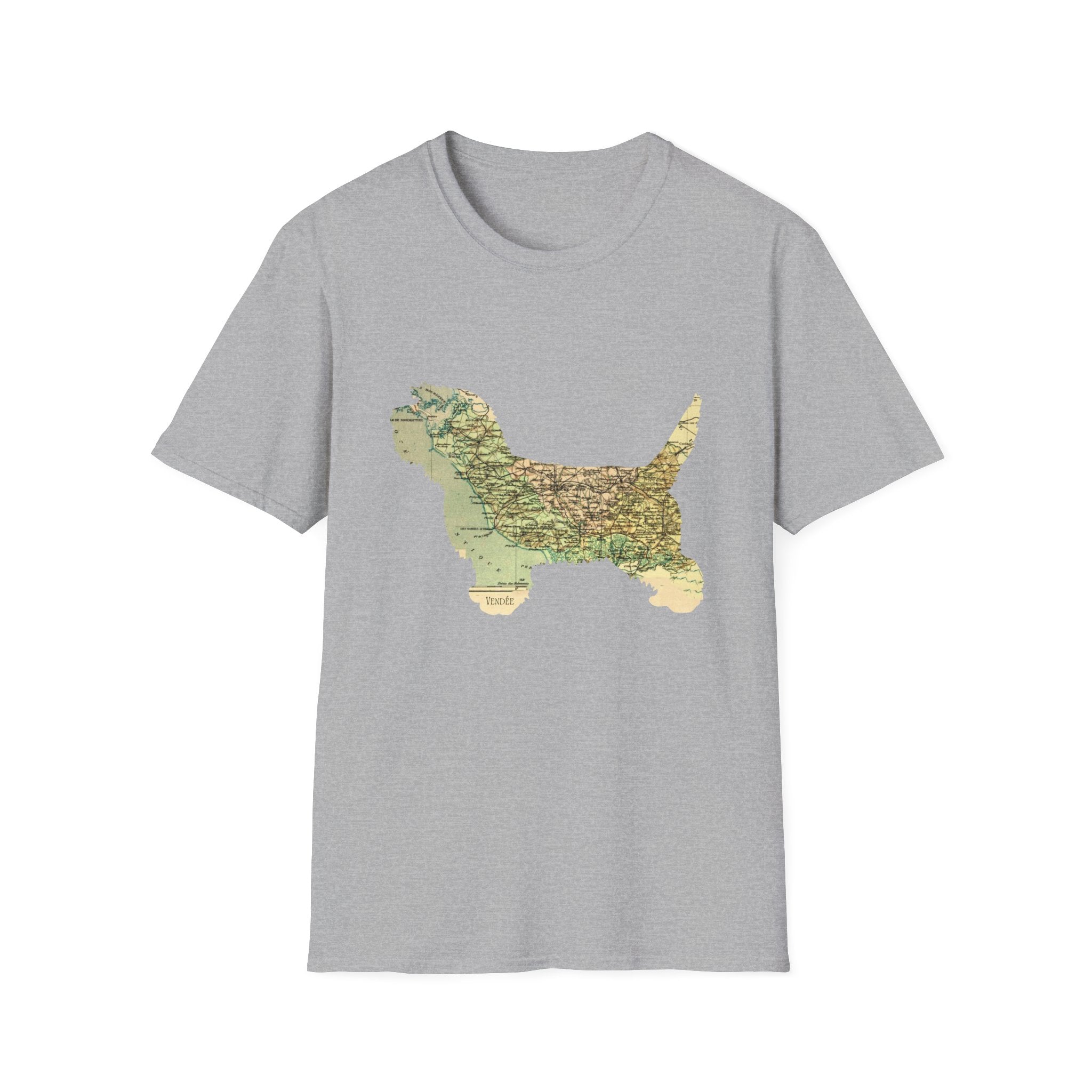 PBGV Map T‑Shirt — Vintage Map Dog Tee for Pet Lovers