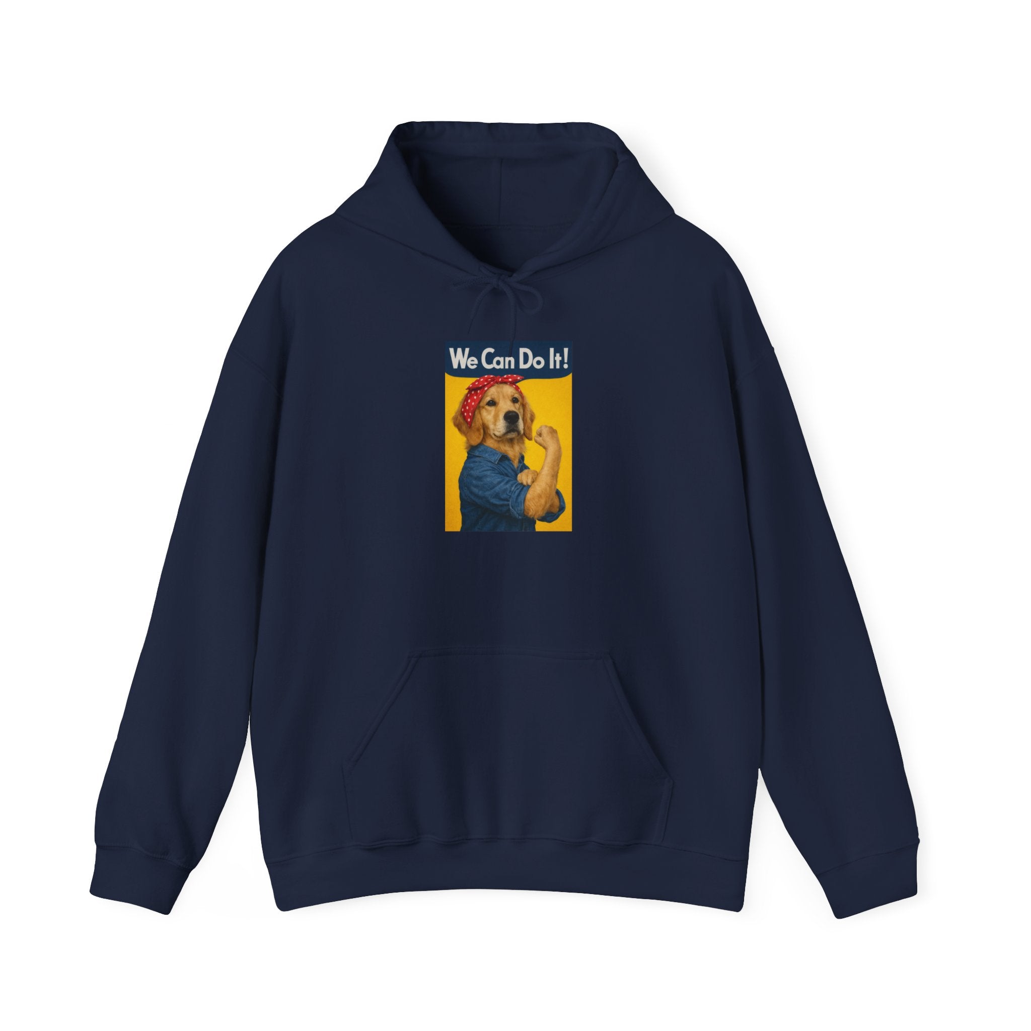 Hoodie - "We Can Do It!" Retro Rosie-Style Golden Retriever Graphic Hoodie