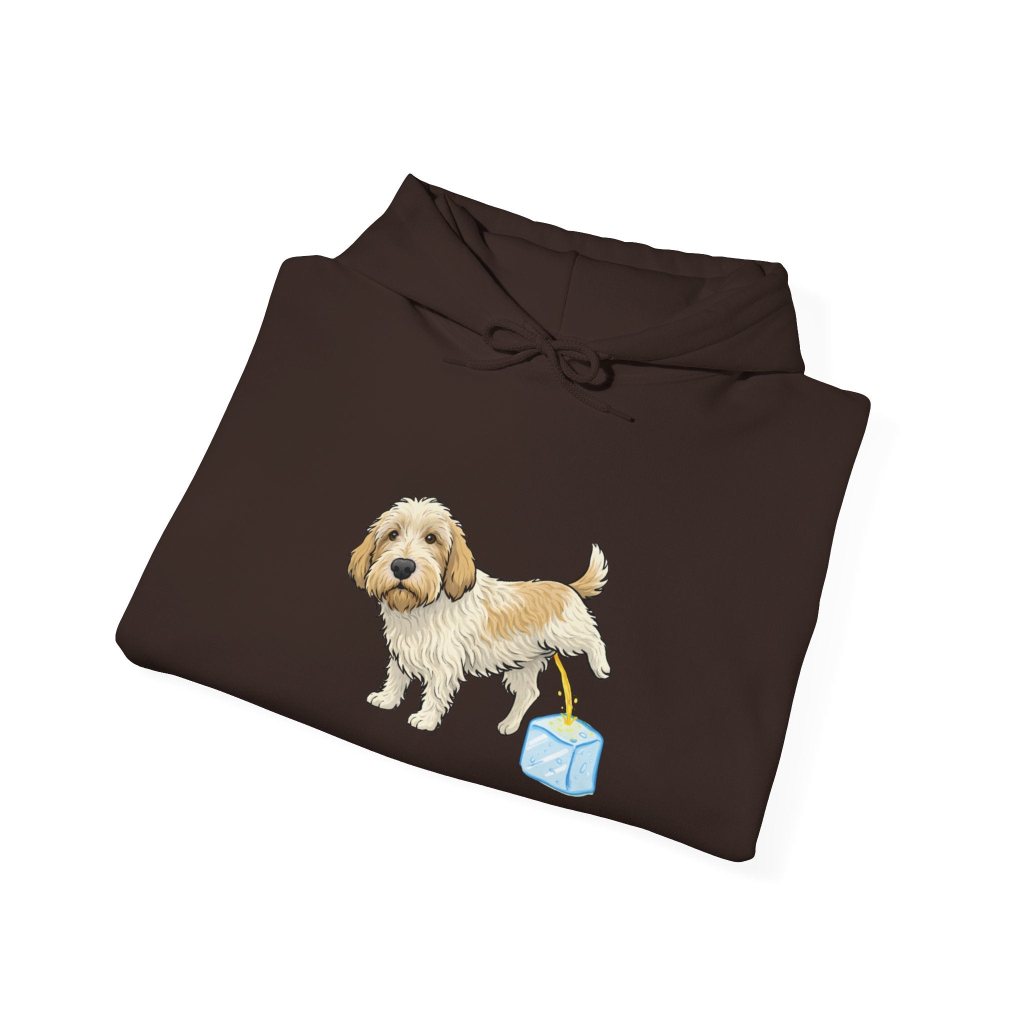 PBGV peeing on ice