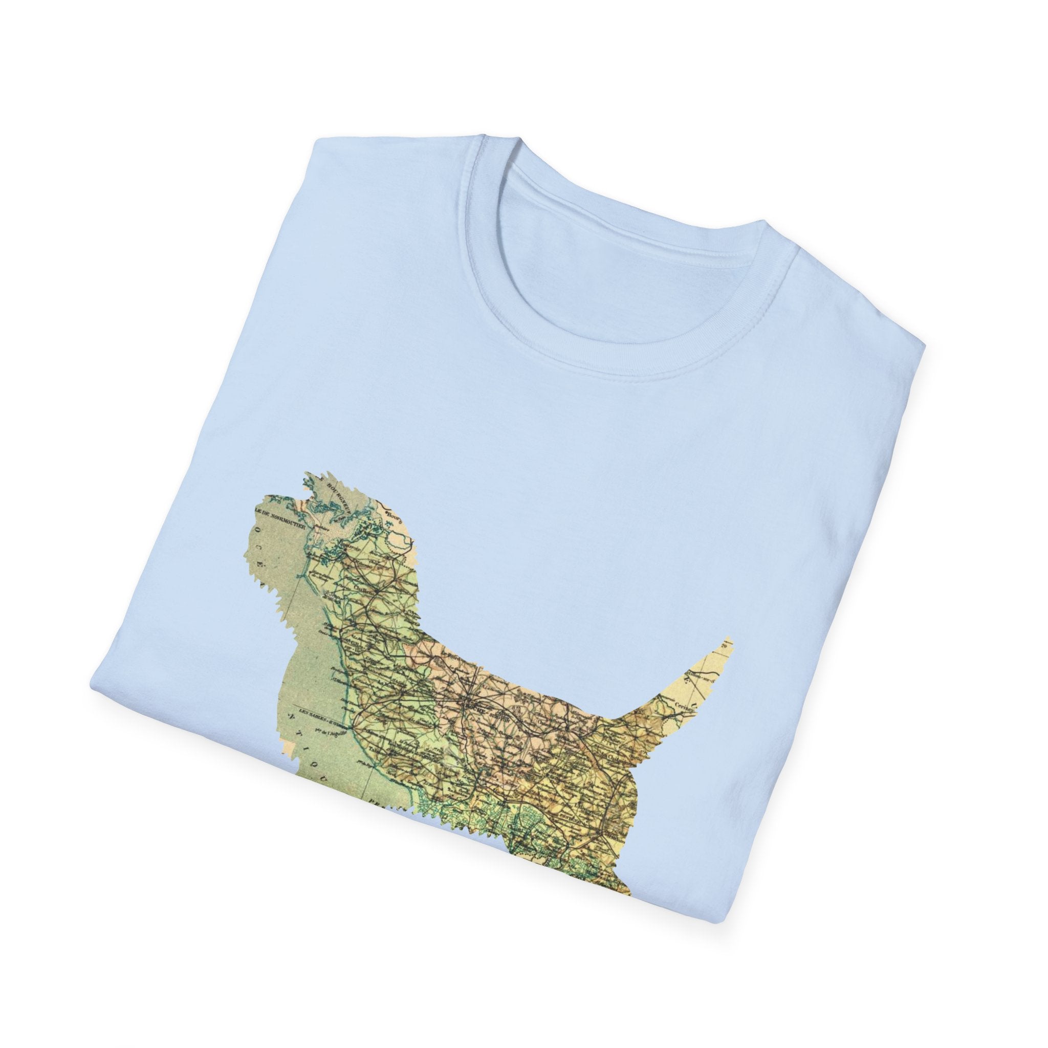 PBGV Map T‑Shirt — Vintage Map Dog Tee for Pet Lovers