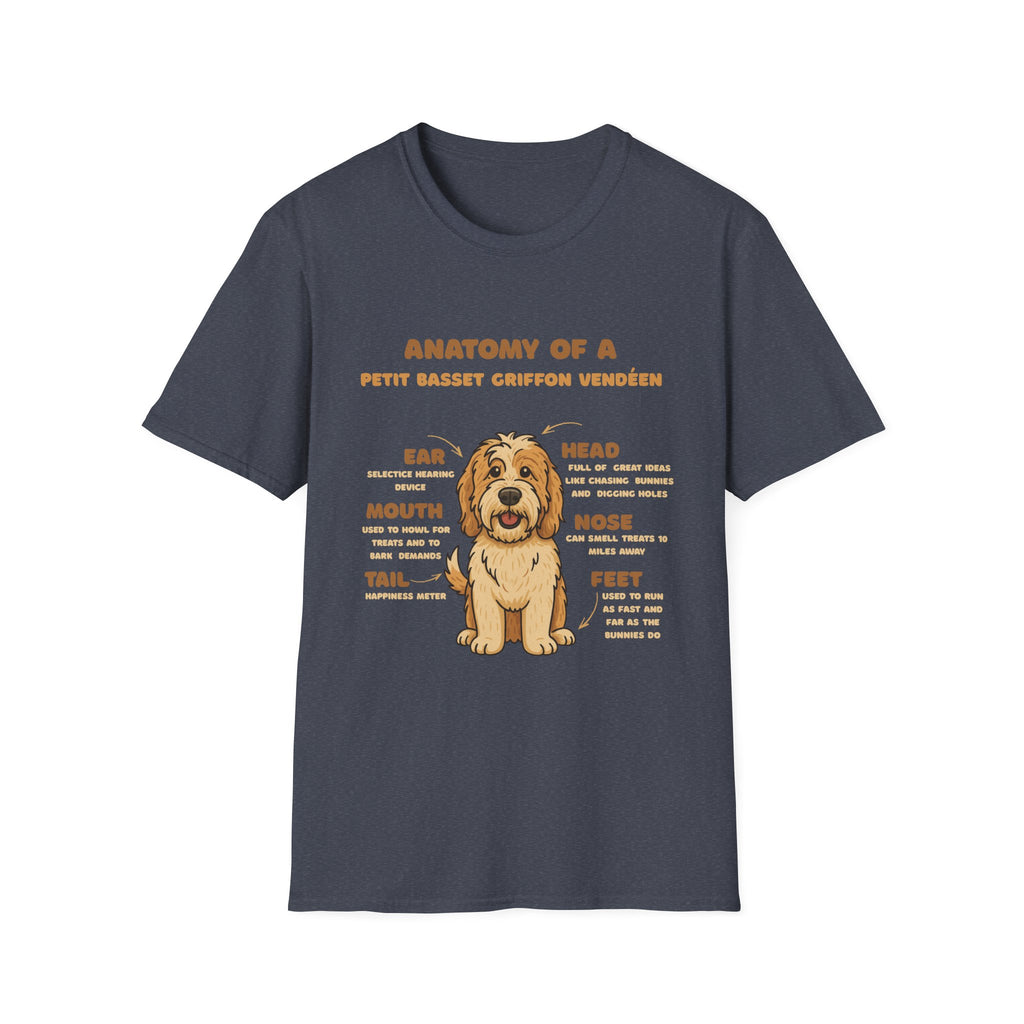 Petit Basset Griffon Vendéen Anatomy T-Shirt – Cute Dog Diagram Tee