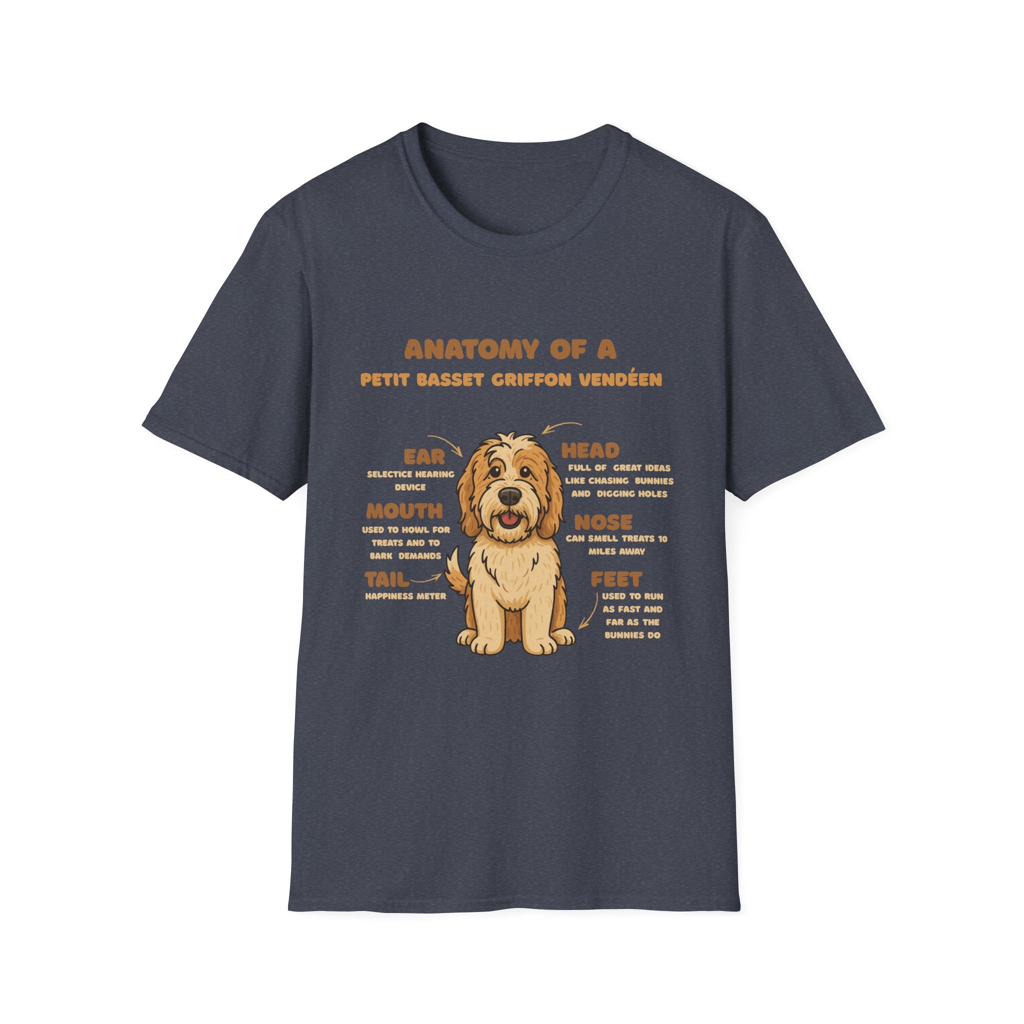 Petit Basset Griffon Vendéen Anatomy T-Shirt – Cute Dog Diagram Tee