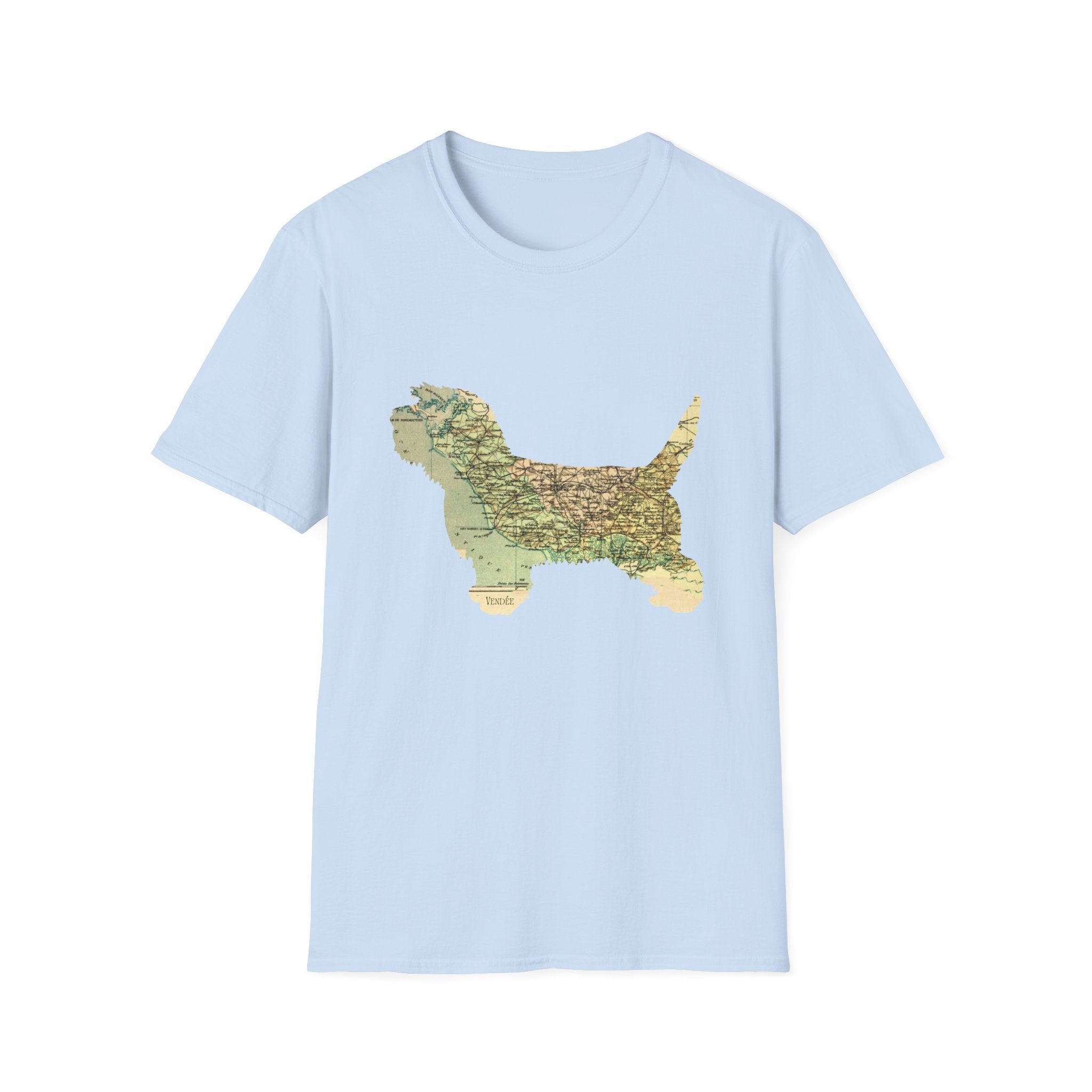 PBGV Map T‑Shirt — Vintage Map Dog Tee for Pet Lovers