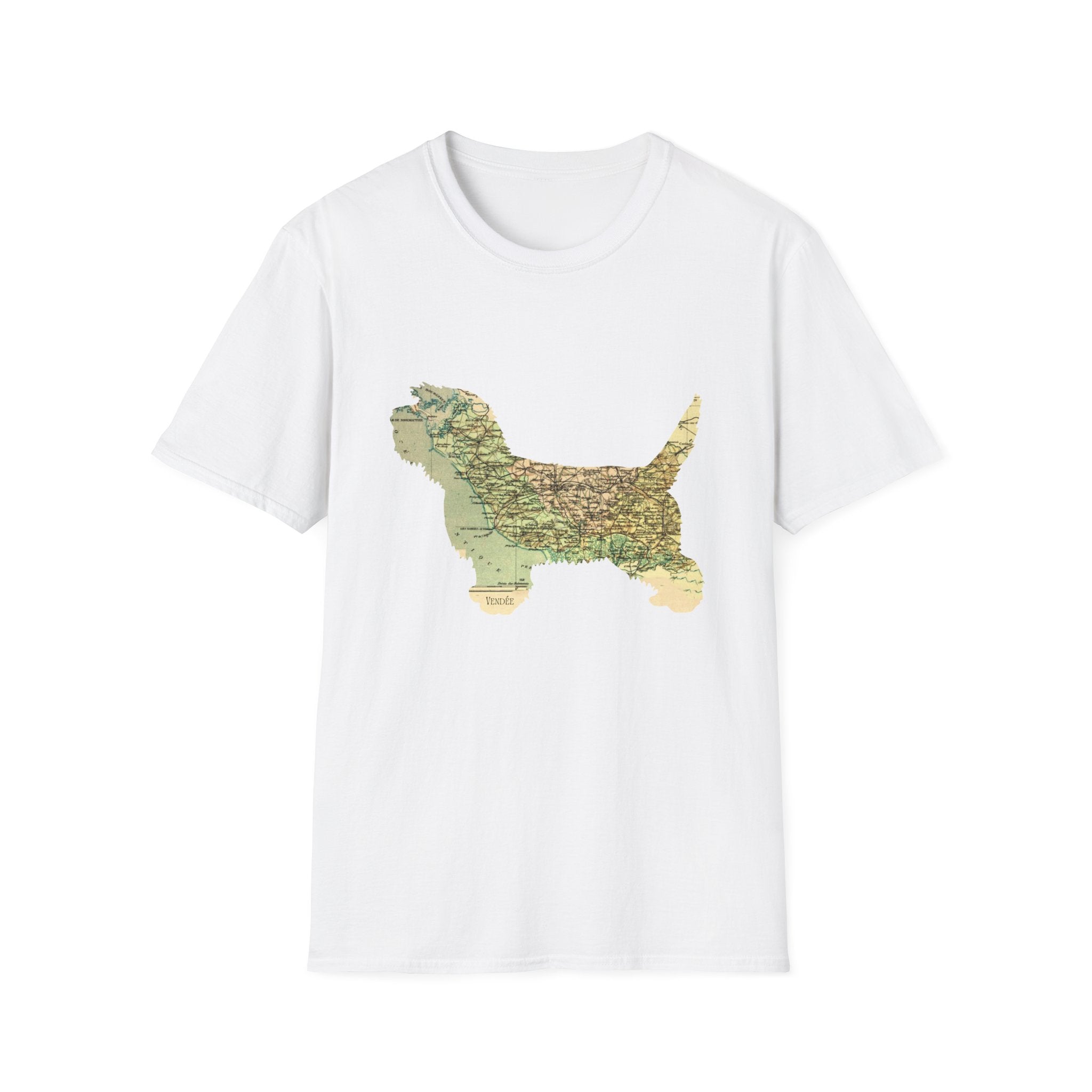 PBGV Map T‑Shirt — Vintage Map Dog Tee for Pet Lovers