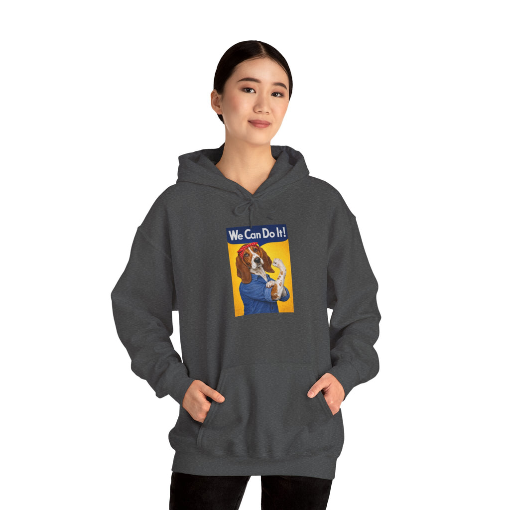 Rosie the Dog “We Can Do It!” Hoodie – Feminist Retro Dog Lover Sweatshirt