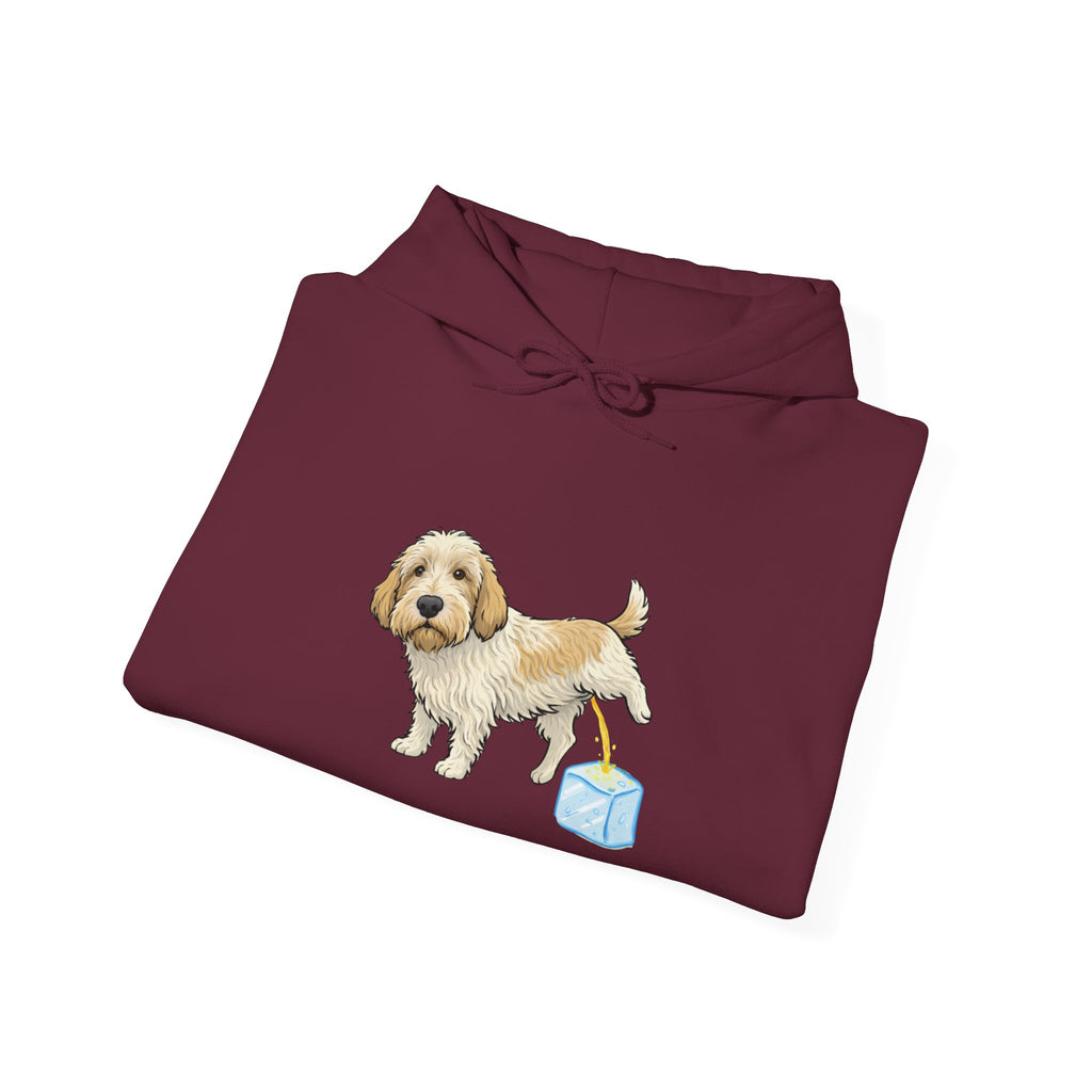 PBGV peeing on ice