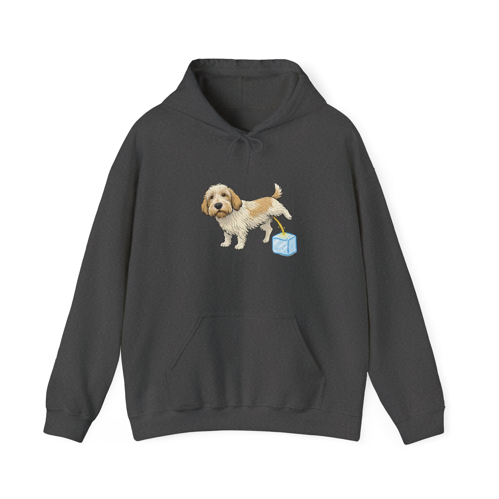 PBGV peeing on ice