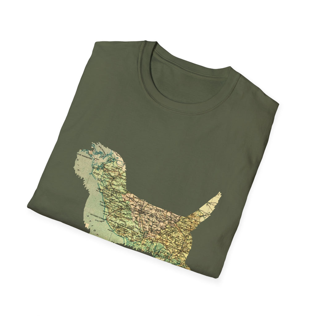 PBGV Map T‑Shirt — Vintage Map Dog Tee for Pet Lovers