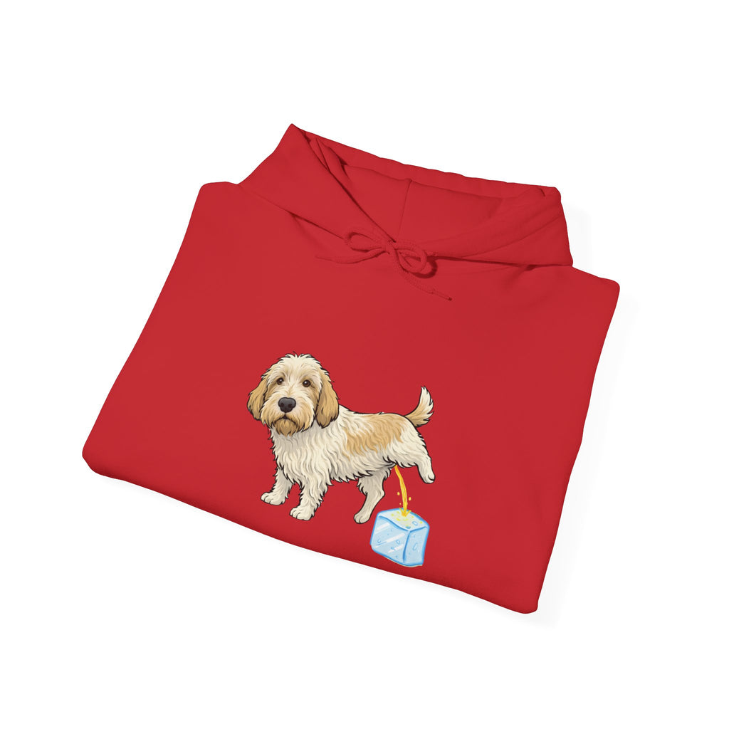 PBGV peeing on ice