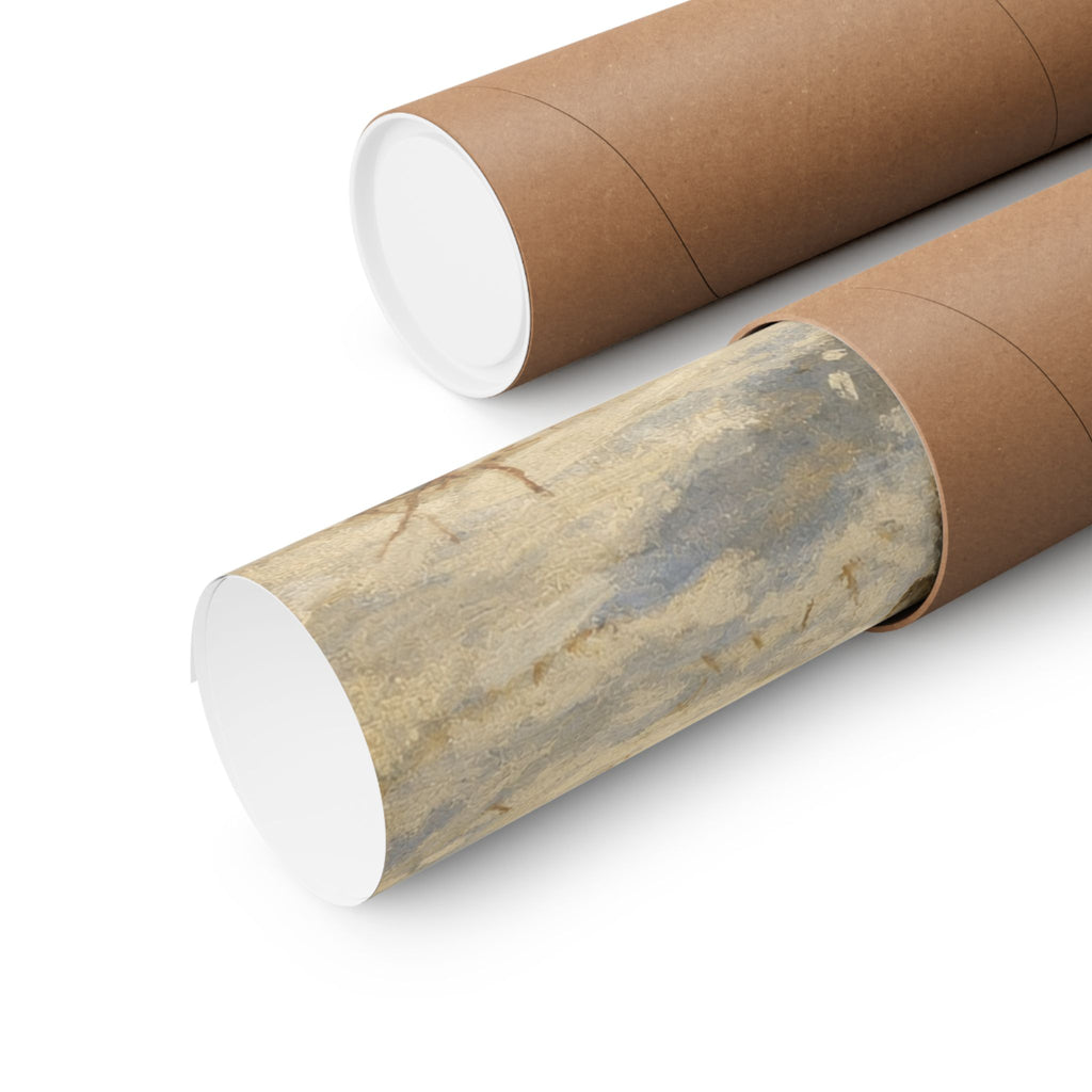 Vintage Winter Puppy & Rabbit Poster - Matte Vertical Art Print