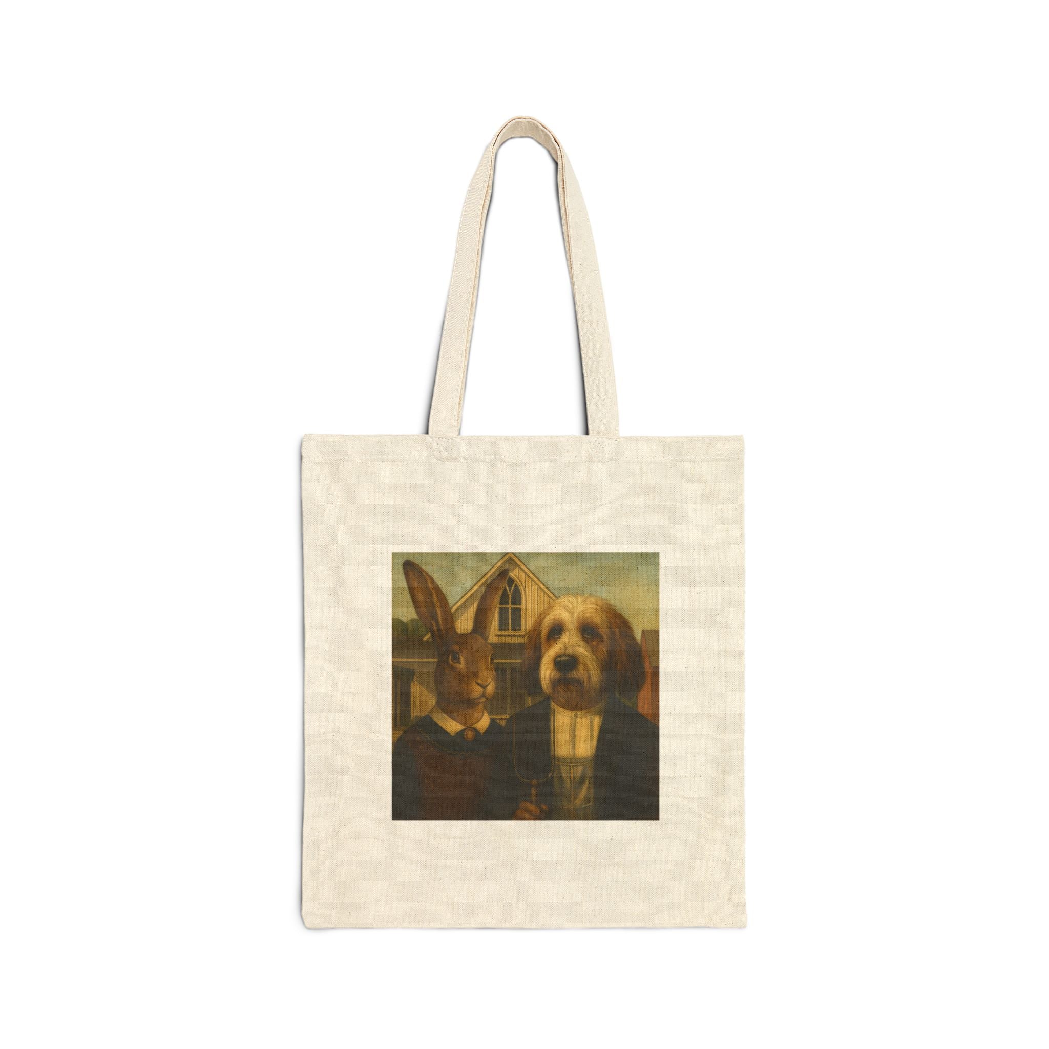 Canvas Tote Bag — Vintage Pet Portrait Rabbit & Dog Art Tote