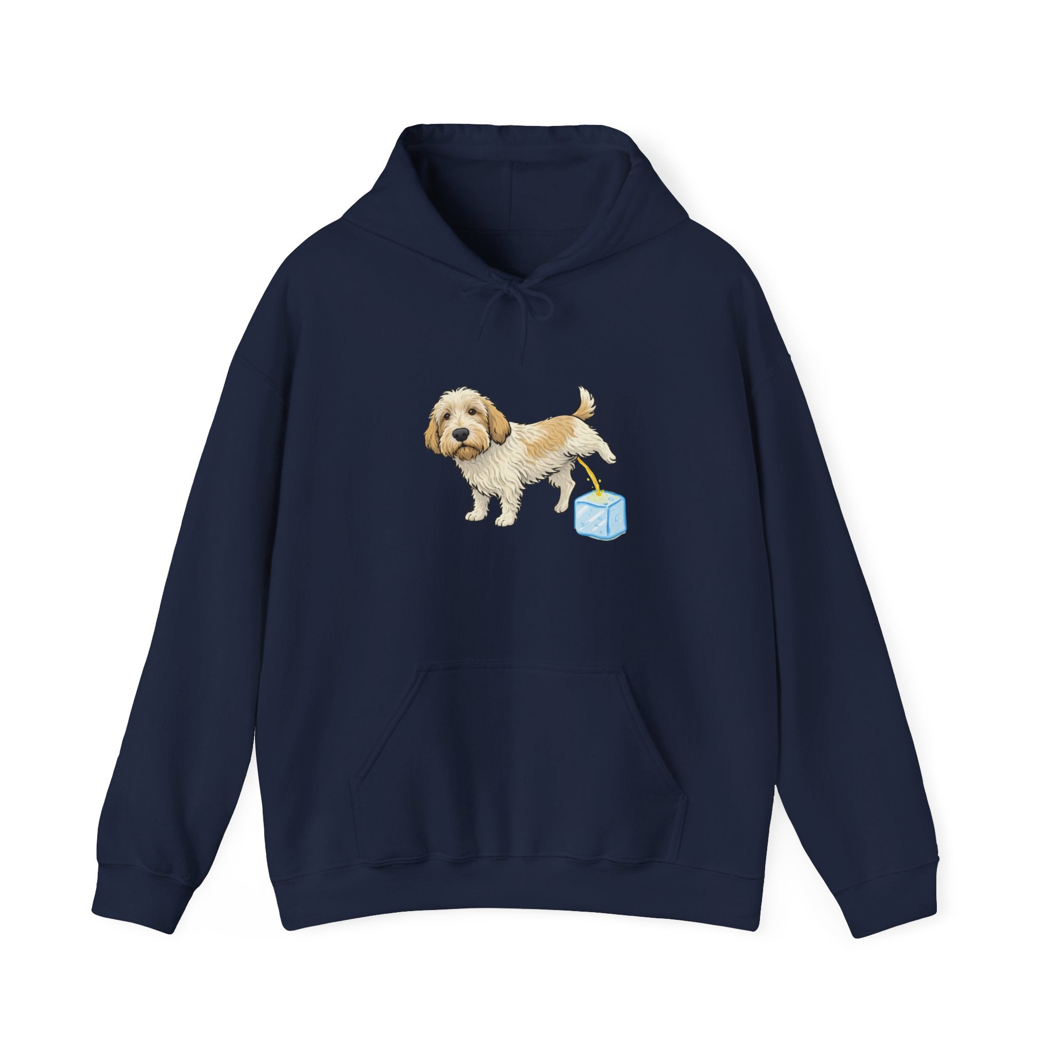PBGV peeing on ice