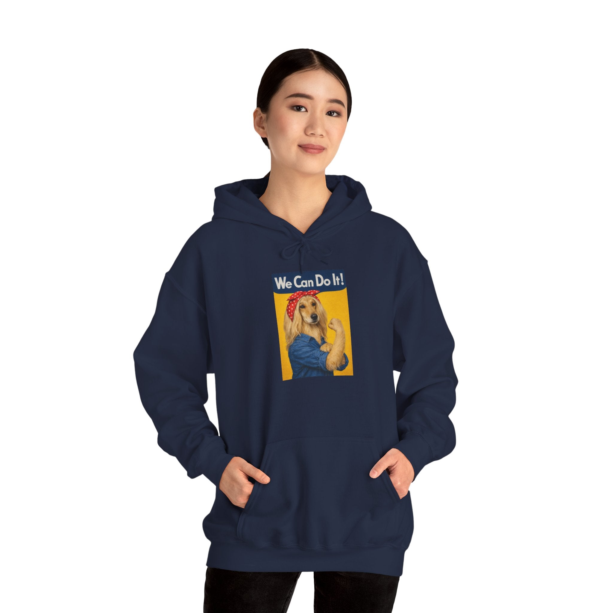 We Can Do It! Dog Rosie Hoodie — Vintage Feminist Poster Pullover