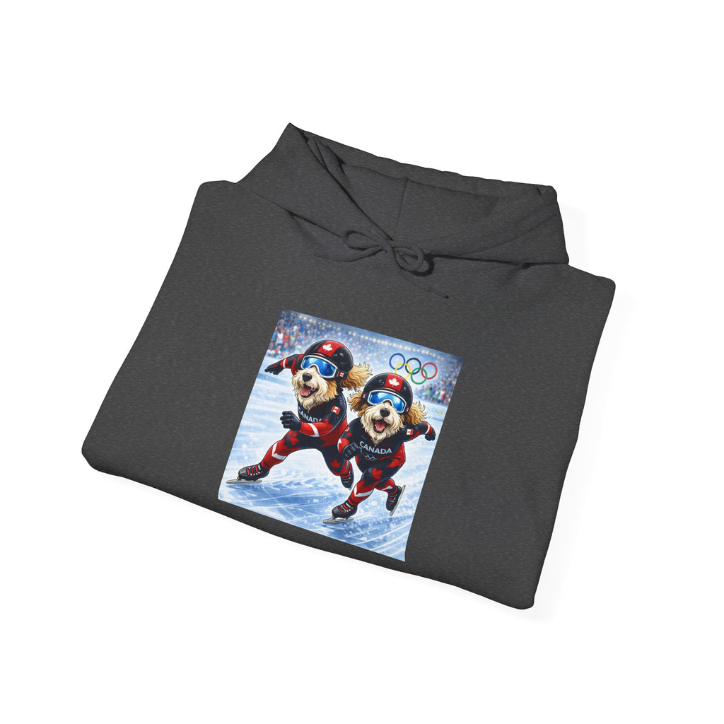 Skiing Cartoon Dogs Hoodie — Cute Winter Sports Pullover