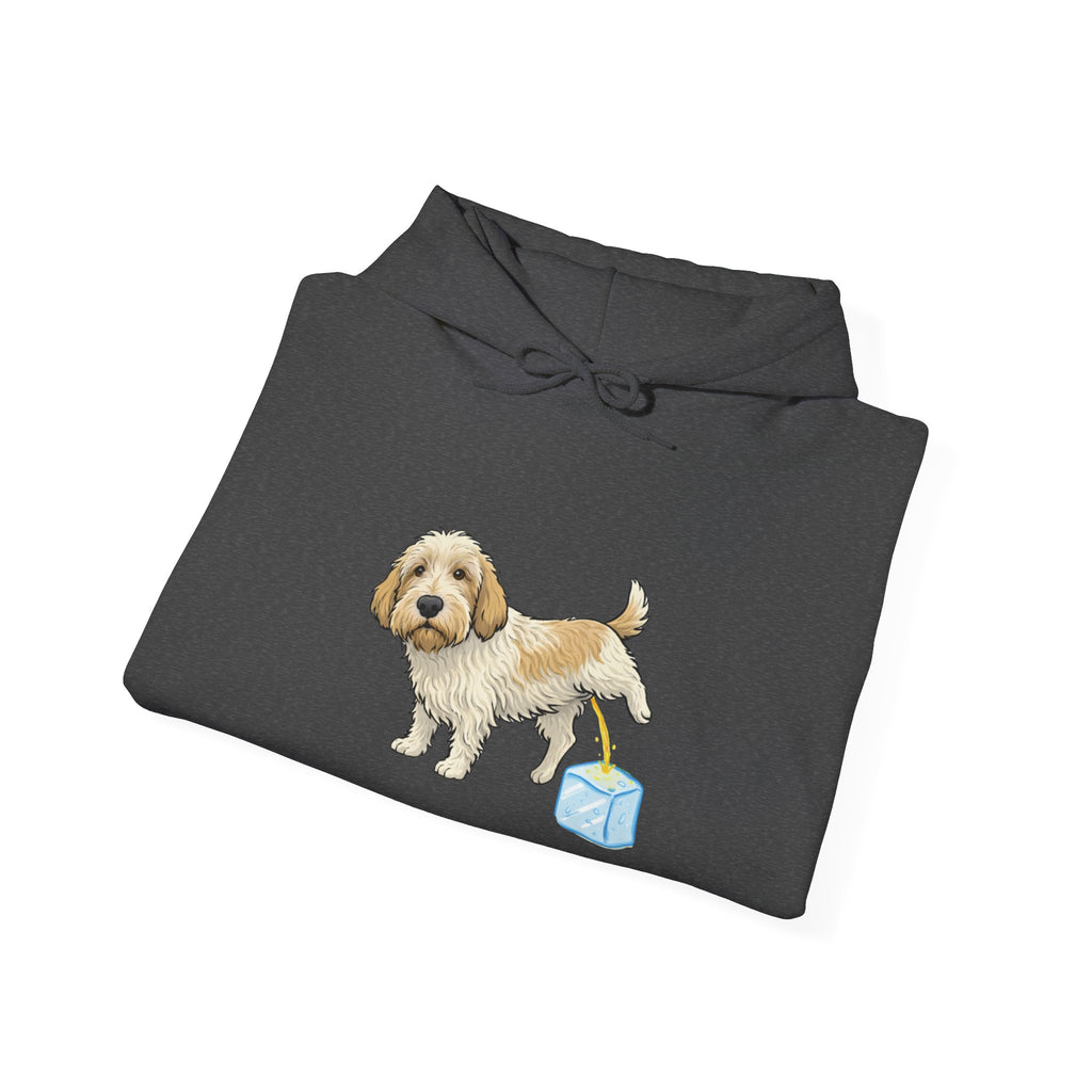 PBGV peeing on ice