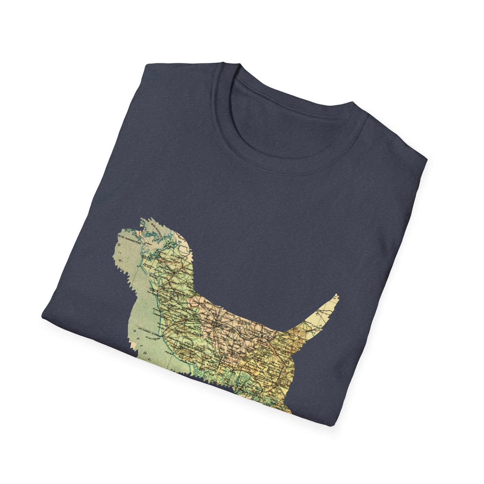 PBGV Map T‑Shirt — Vintage Map Dog Tee for Pet Lovers