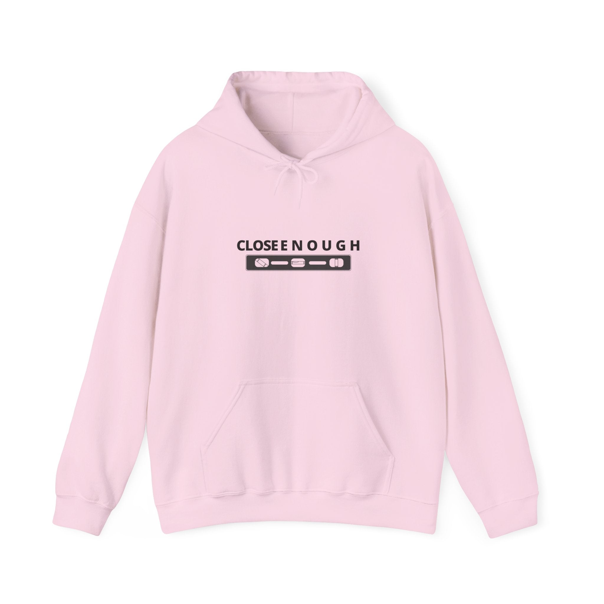 Close Enough Hoodie — Minimal Cassette Graphic Pullover