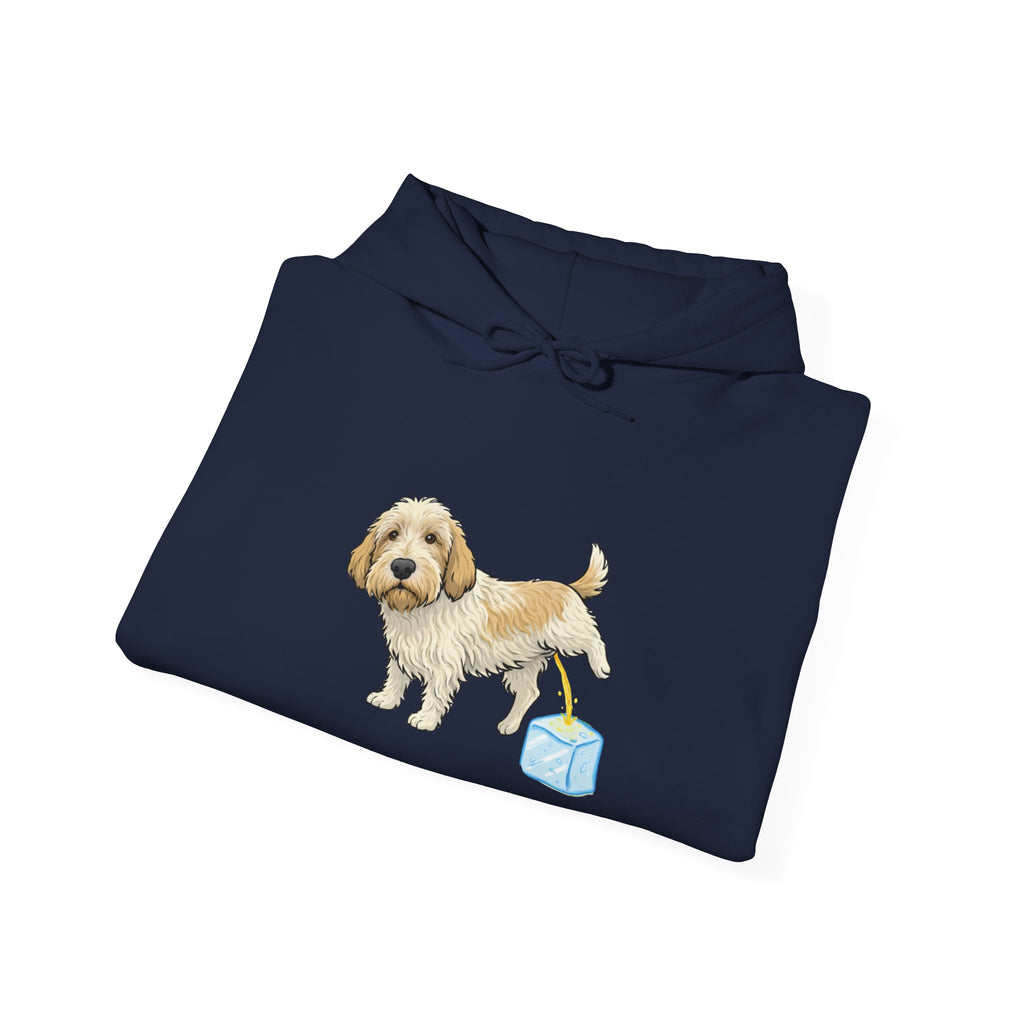 PBGV peeing on ice