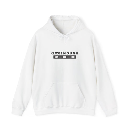 Close Enough Hoodie — Minimal Cassette Graphic Pullover