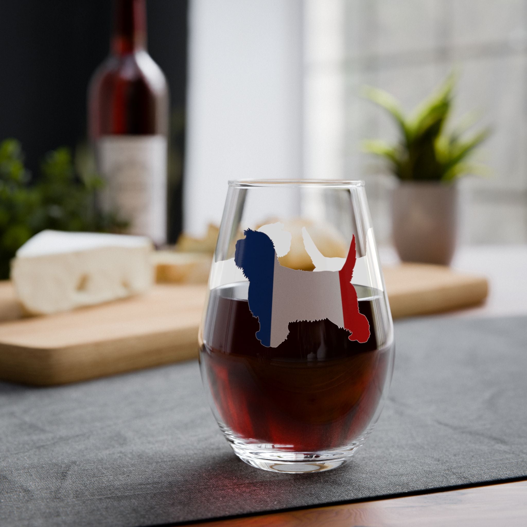 PBGV French Flag Wine Glass