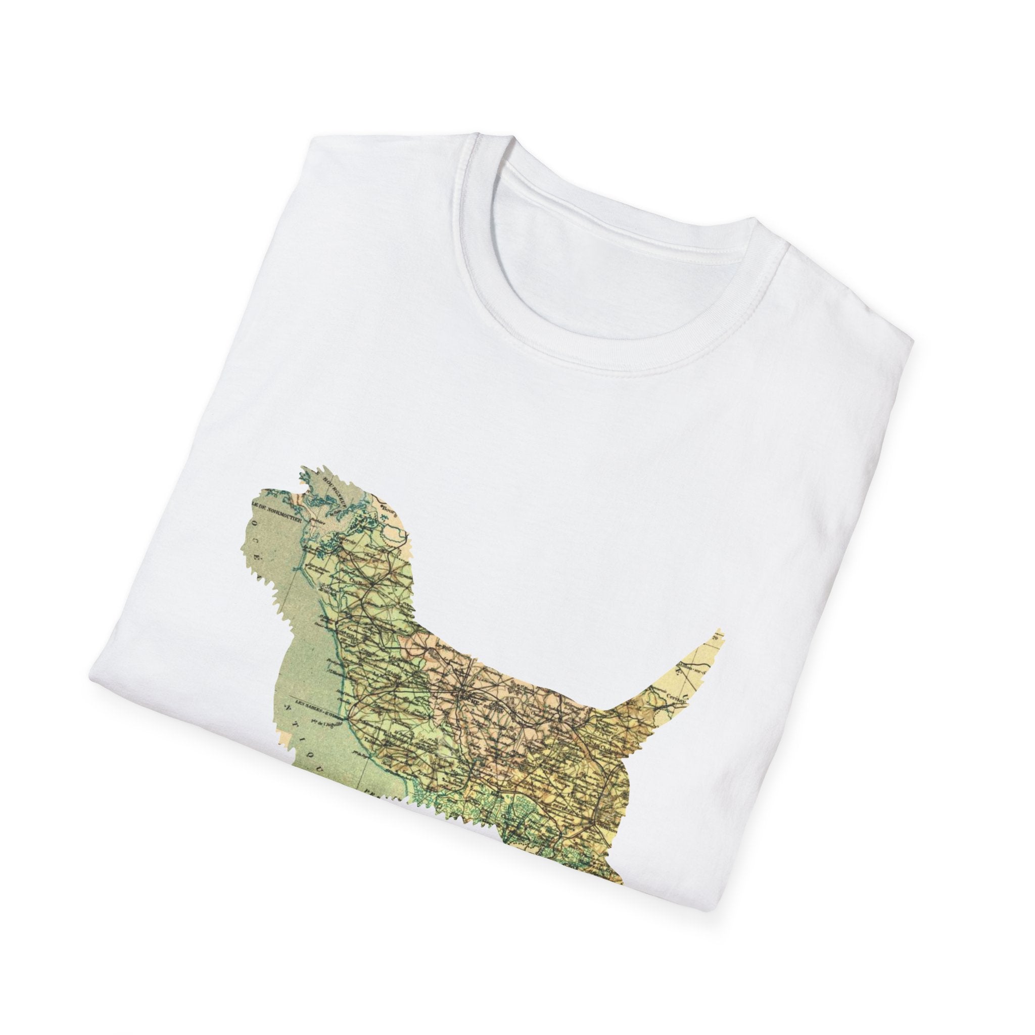 PBGV Map T‑Shirt — Vintage Map Dog Tee for Pet Lovers
