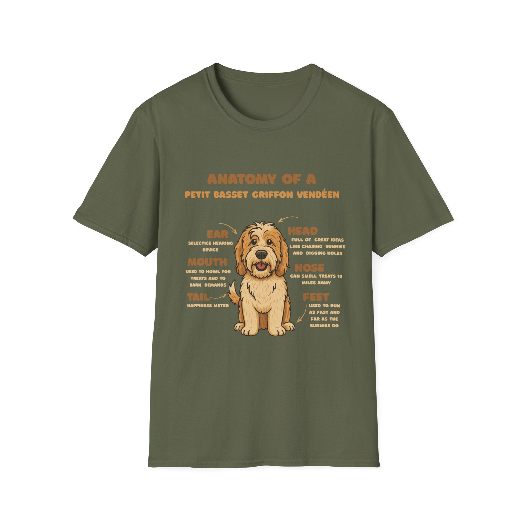 Petit Basset Griffon Vendéen Anatomy T-Shirt – Cute Dog Diagram Tee