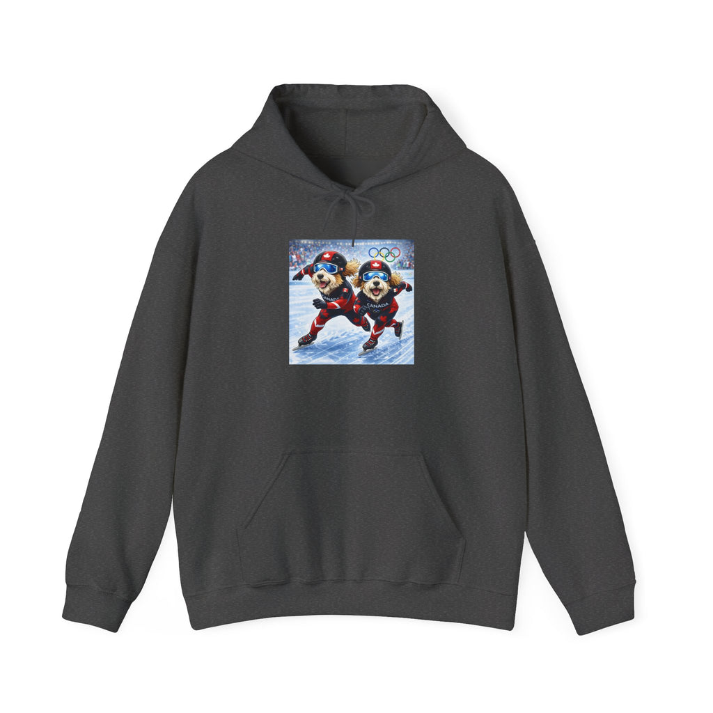Skiing Cartoon Dogs Hoodie — Cute Winter Sports Pullover