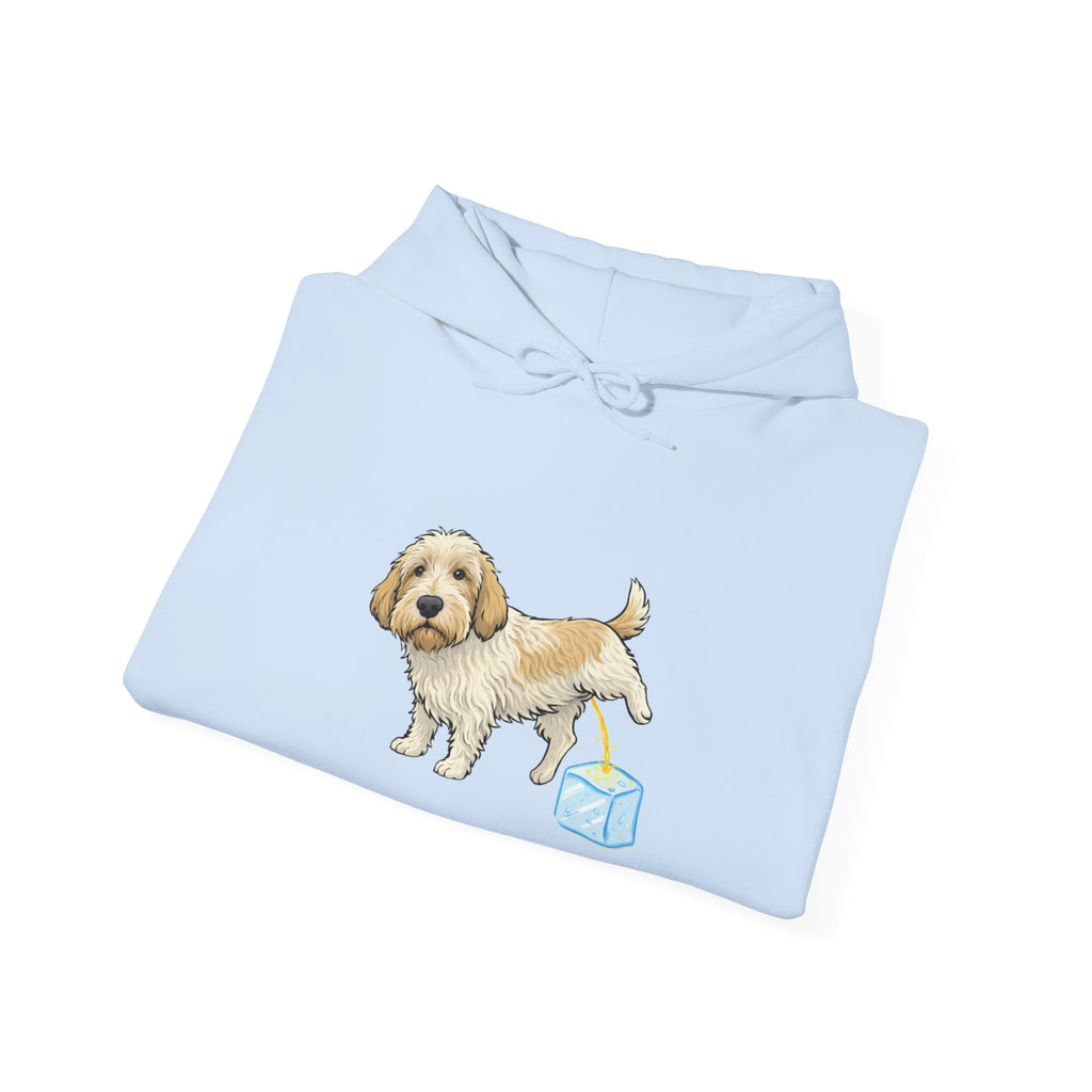 PBGV peeing on ice